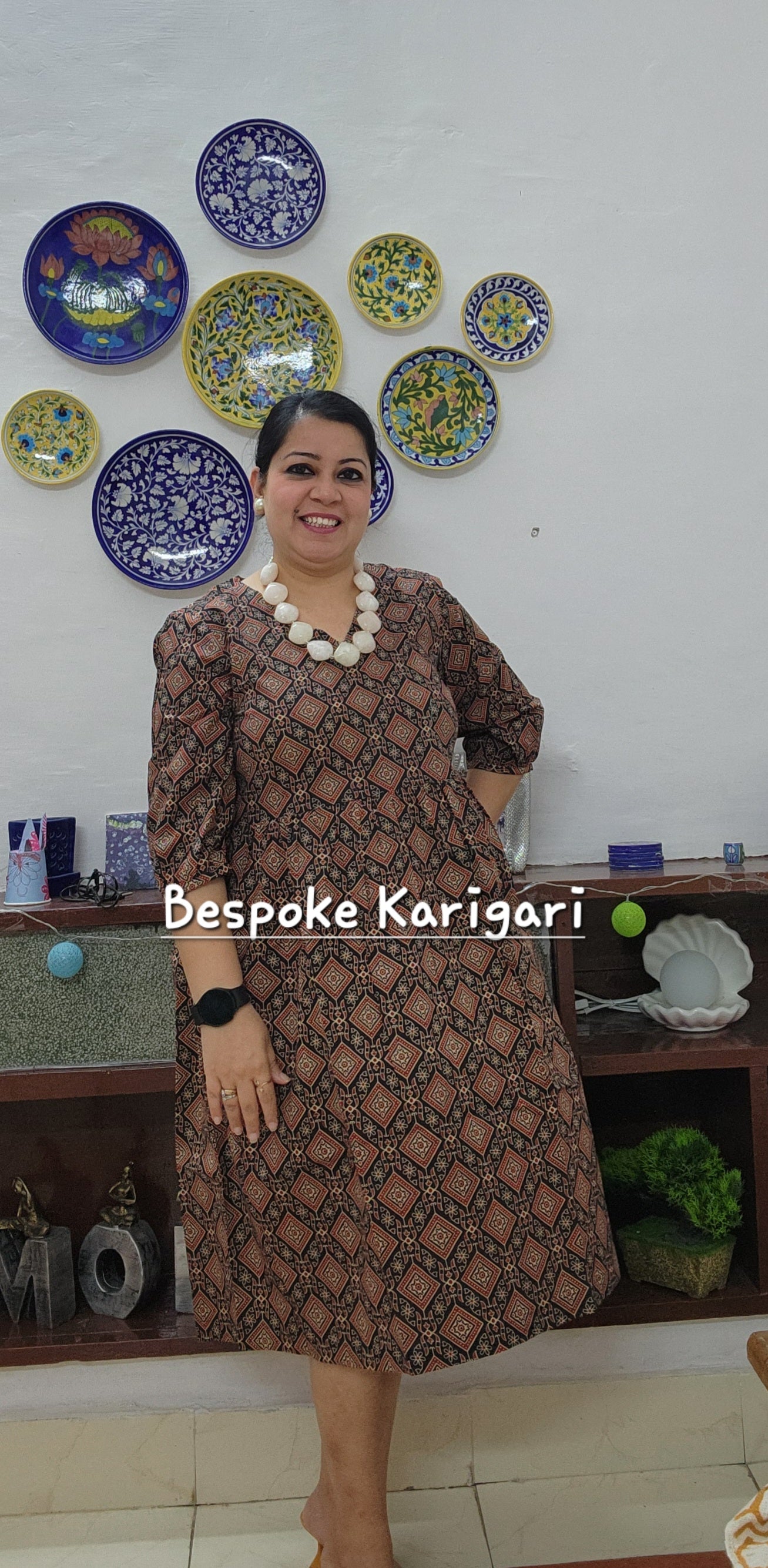 Handblock Printed Midi Dress