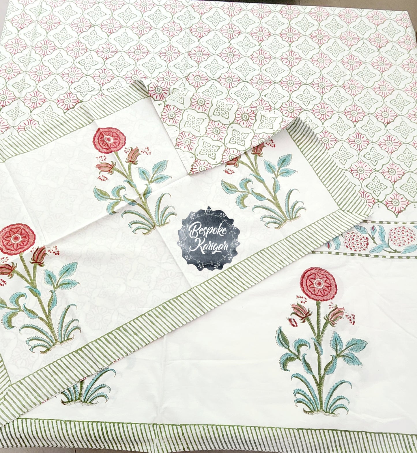 Handblock Printed percale Bedsheet