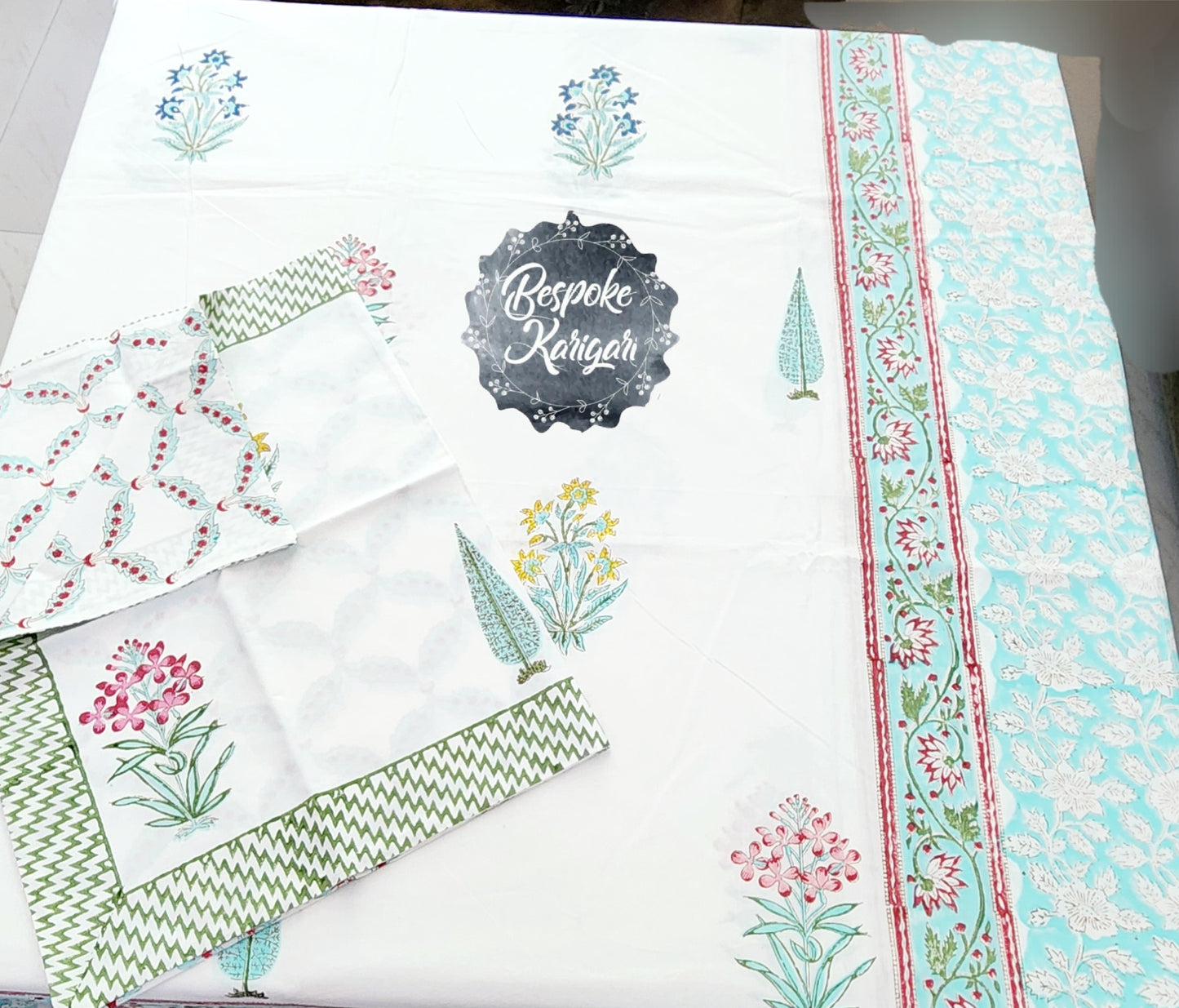 Handblock Printed percale Bedsheet