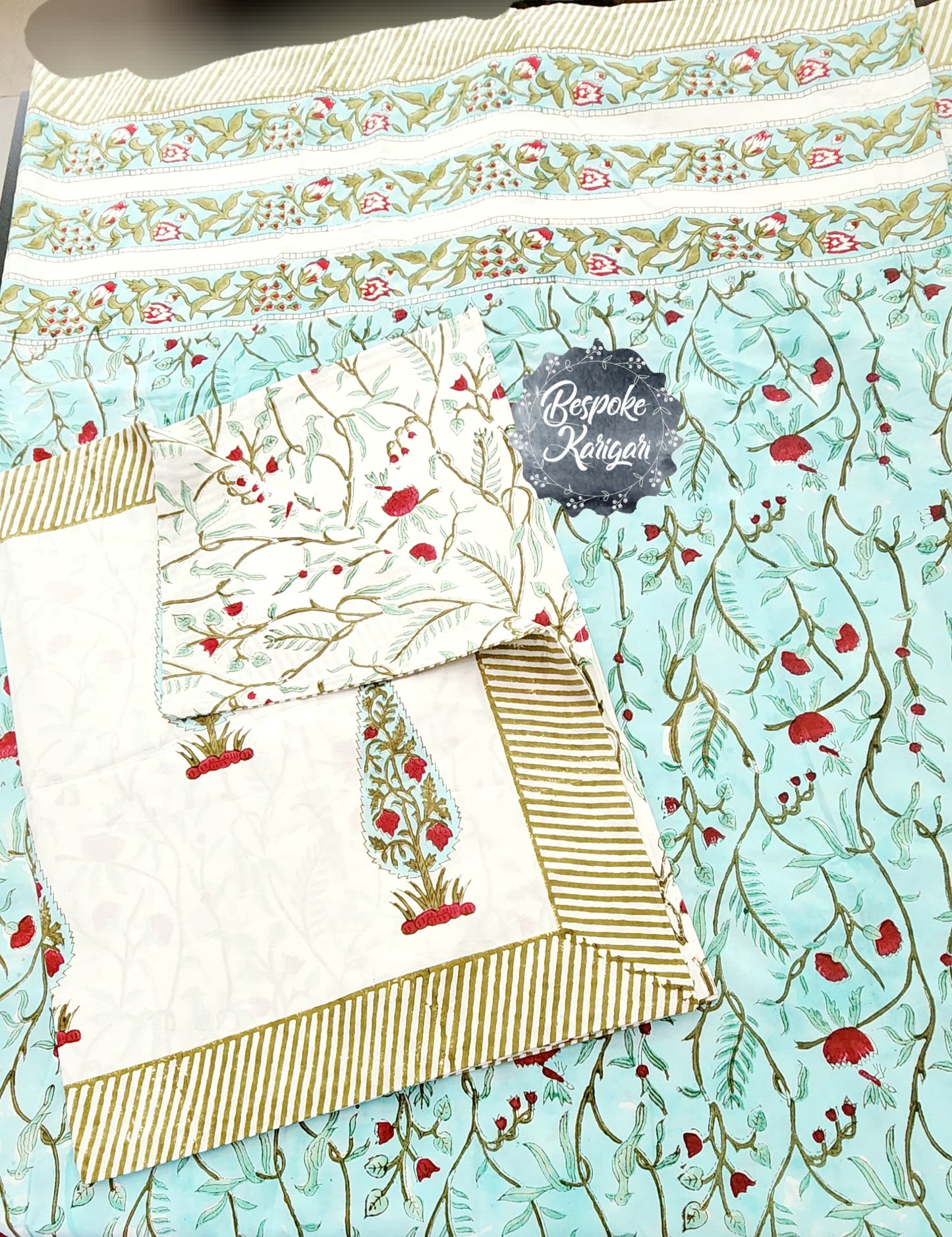 Handblock Printed percale Bedsheet