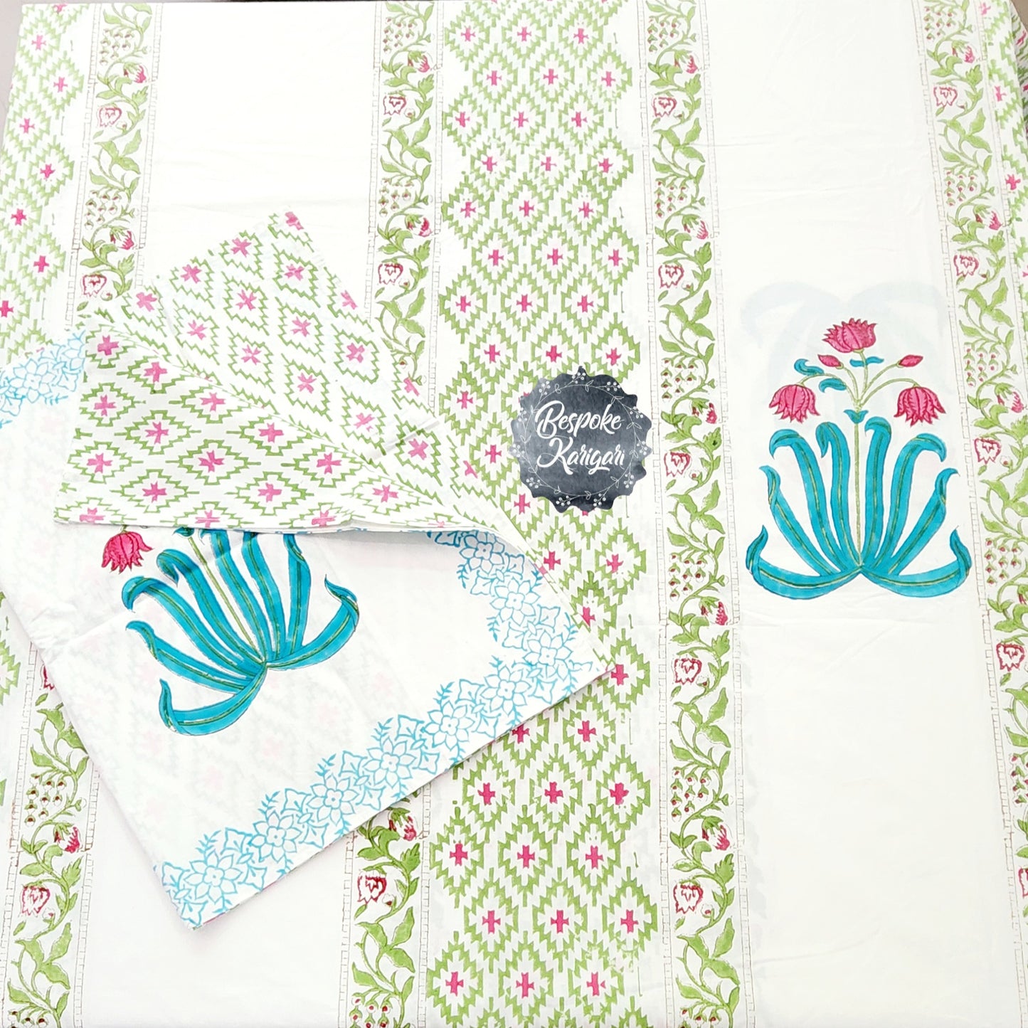 Handblock Printed percale Bedsheet