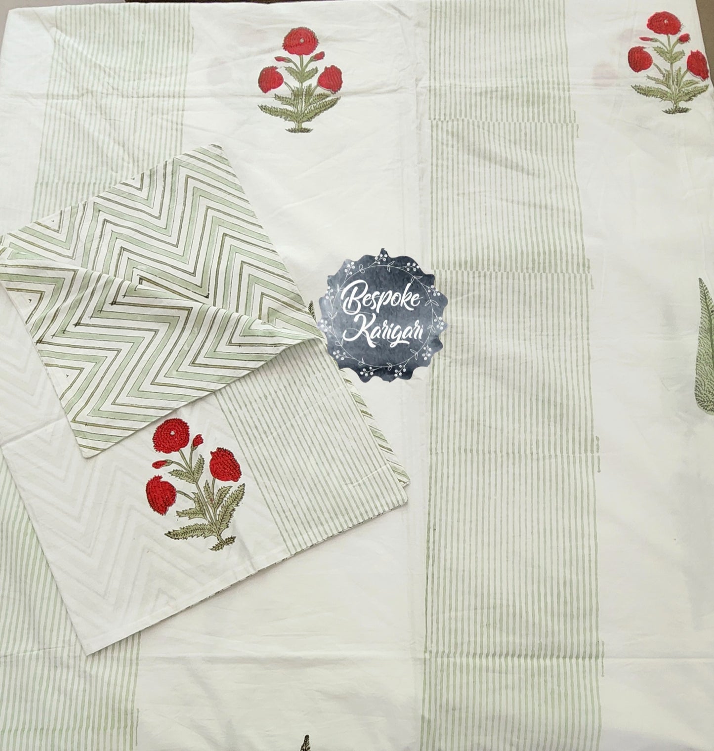 Handblock Printed percale Bedsheet